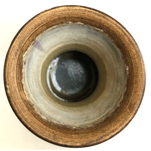 Vintage MCM Japanese Asian Pottery Vase 6.75 Inch 3 Dimensional Calligraphy - Picture 6 of 6